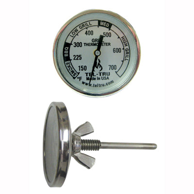 Tel-Tru BBQ Thermometer - BQ100 - 1.75? Dial, 2.13? Stem (suit Weber/Kettles)