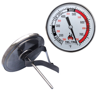 Tel-Tru BBQ Thermometer - BQ325R - 3" Dial & 3" Stem (Suits Kamado/Ceramic Grills)