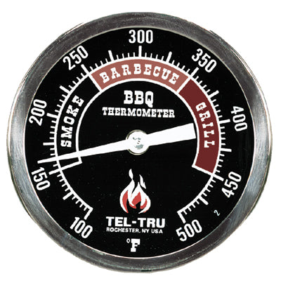 Tel-Tru BBQ Thermometer - BQ300 - 3" Dial &  2.5" Stem (Black Dial)