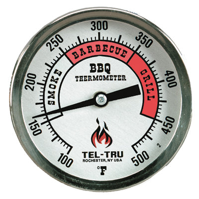 Tel-Tru BBQ Thermometer - BQ300 - 3" Dial &  2.5" Stem (Red Zones)